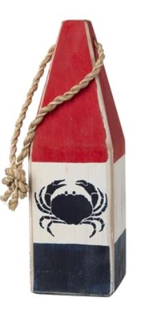 12" Buoy Red, White, Navy with Crab