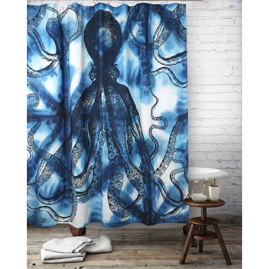 Octopus Shibori Shower Curtain