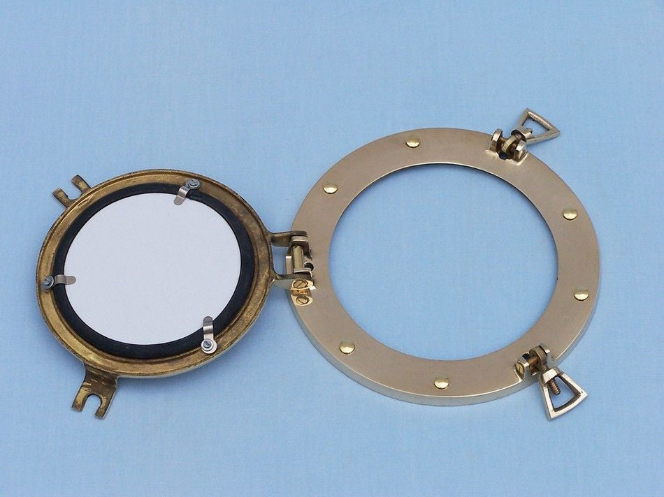 Brass Deluxe Class Porthole Mirror 8"