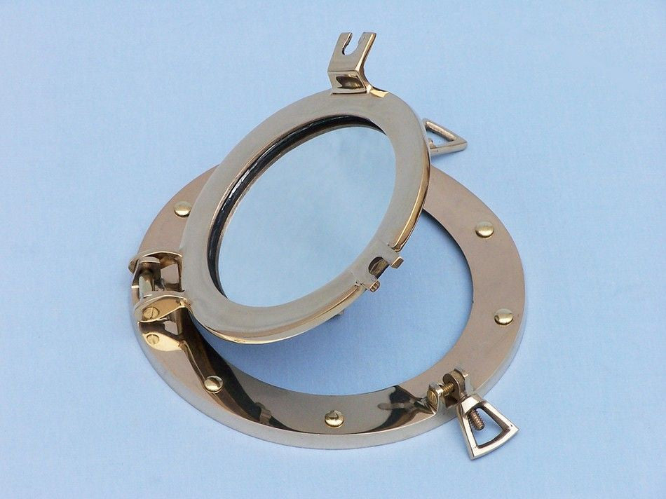 Brass Deluxe Class Porthole Mirror 8"