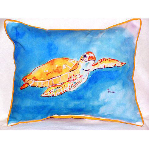Betsy Drake Brown Sea Turtle Pillow- Indoor/Outdoor