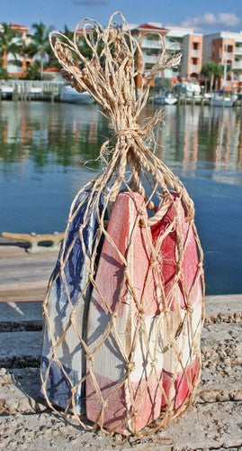 Nautical Wood Miniature Buoys- Orange/White/Orange, Blue/White/Blue, Red/White/Red