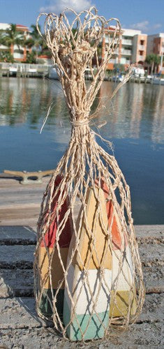 Nautical Wood Miniature Buoys- Orange/White/Yellow, Yellow/White/Aqua, Red/Yellow/Green