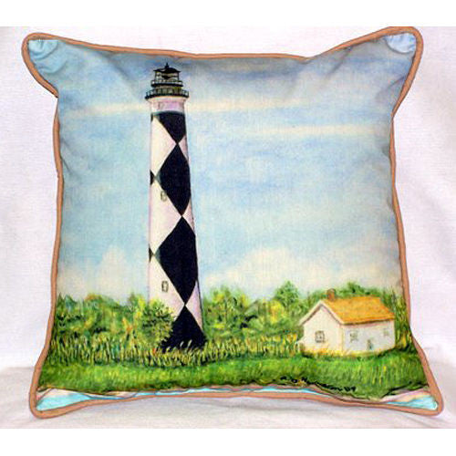 Betsy Drake Cape Lookout Lighthouse Pillow- Indoor/Outdoor