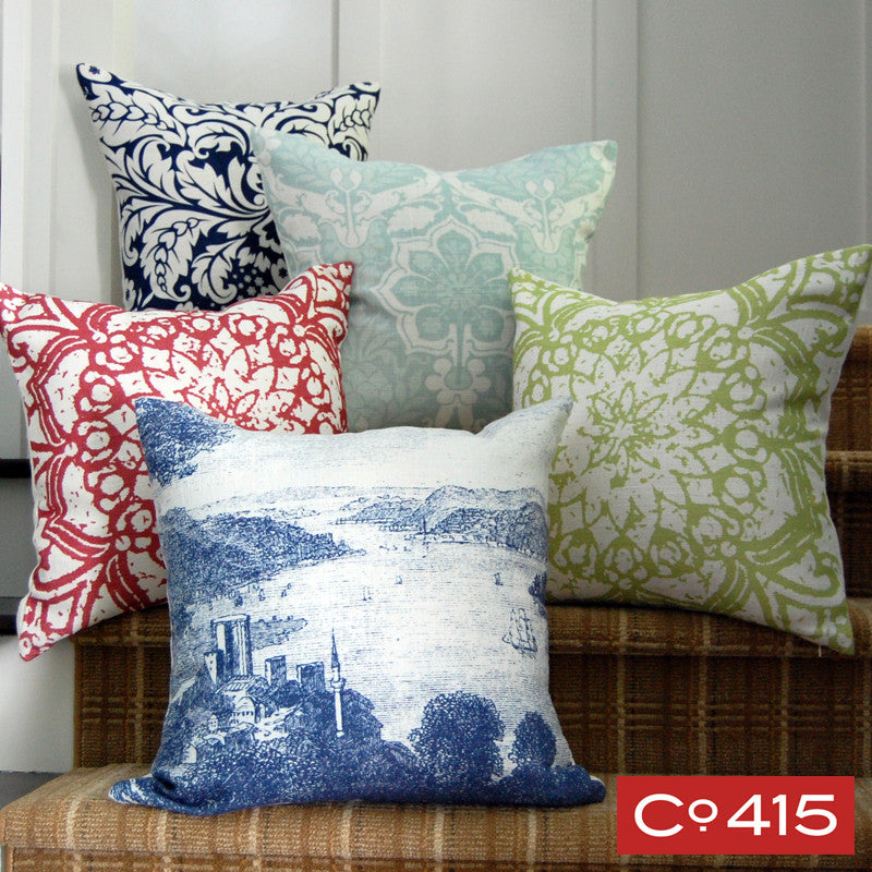 Stamped Flower Pillow - Watermelon