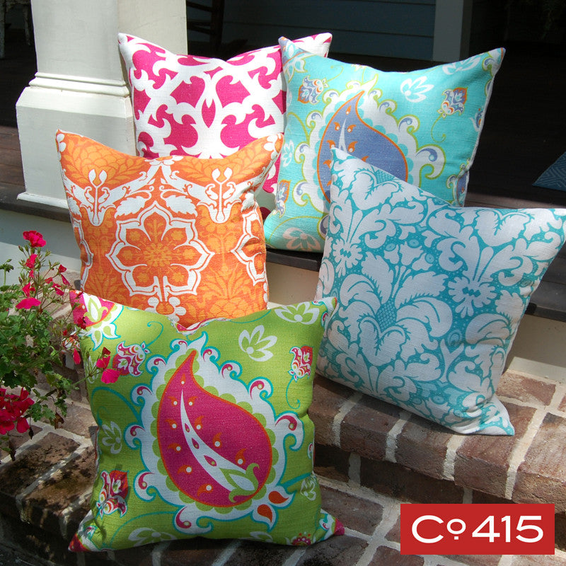Pineapple Damask Pillow - Orange