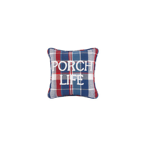 Picnic Plaid Porch Embroidered Pillow