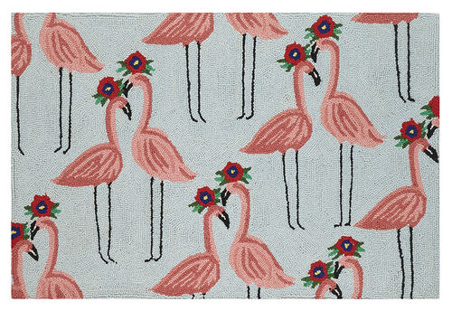 Floral Flamingo Hook Rug