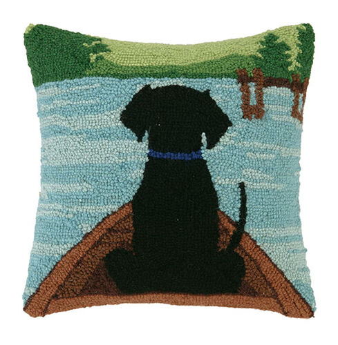 Black Lab in Canoe Hook Pillow