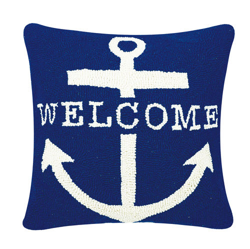 Welcome Anchor Hook Pillow – Coastal Style Gifts