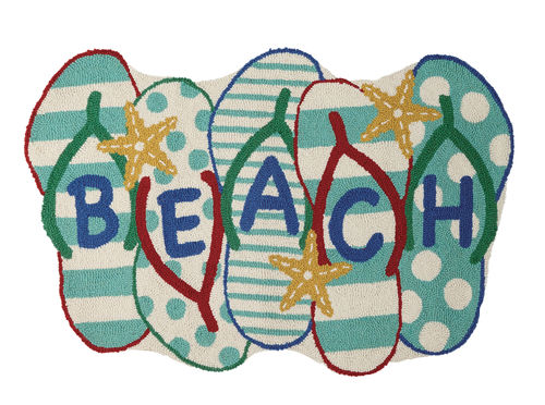 Beach Flip Flops Shaped Hook Rug