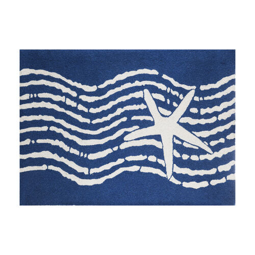 Navy Star Hook Rug