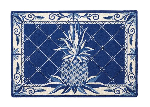 Blue Pineapple Hook Rug