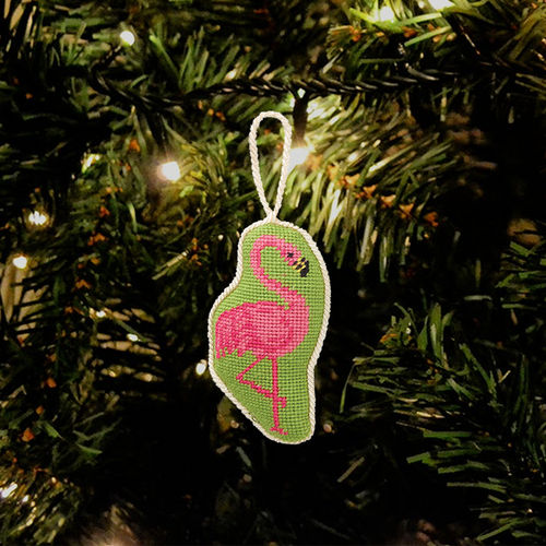 Flamingo Needlepoint Ornament