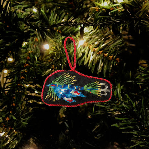 christmas tree decorating with fishing lures Fishing Lure Blue Needlepoint Ornament – Coastal Style Gifts
