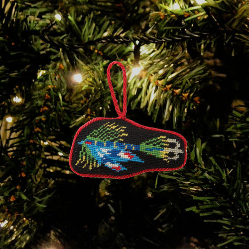 Fishing Lure Blue Needlepoint Ornament