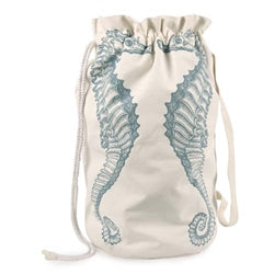 Seahorse Duffle Laundry Bag - Aqua