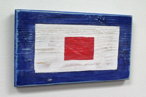 Nautical Wood Signal Flag- W (Whiskey)