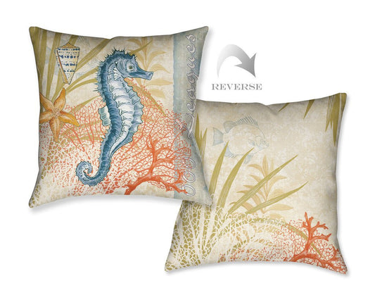 Oceana Seahorse Outdoor Decorative Pillow