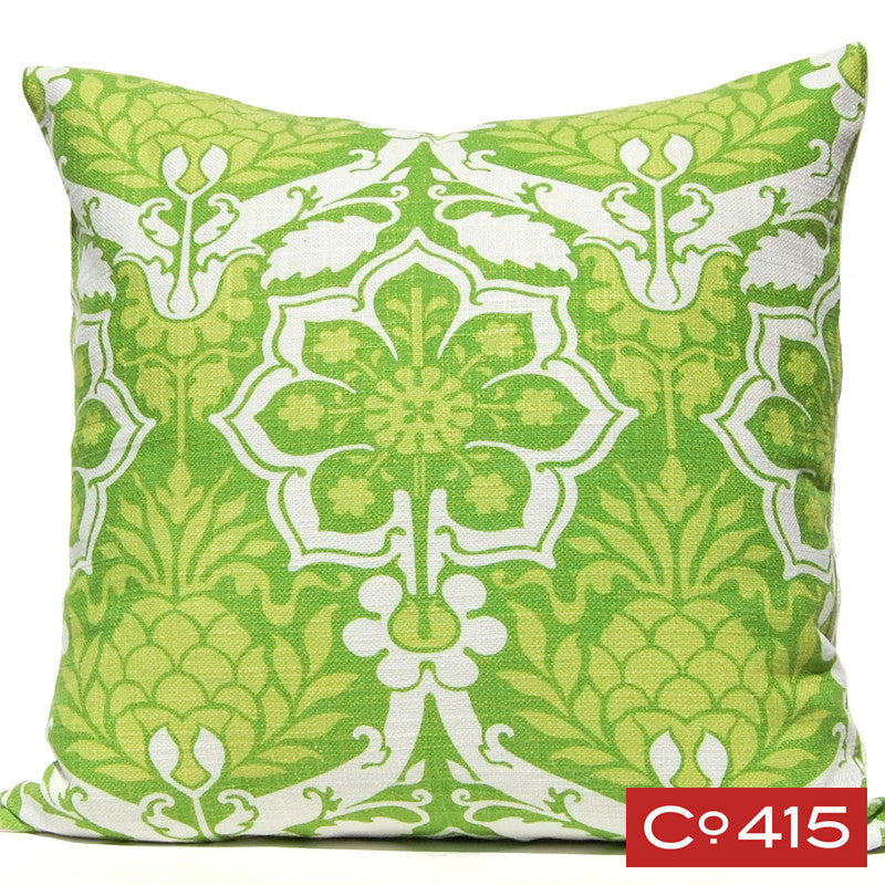 Pineapple Damask Pillow - Green