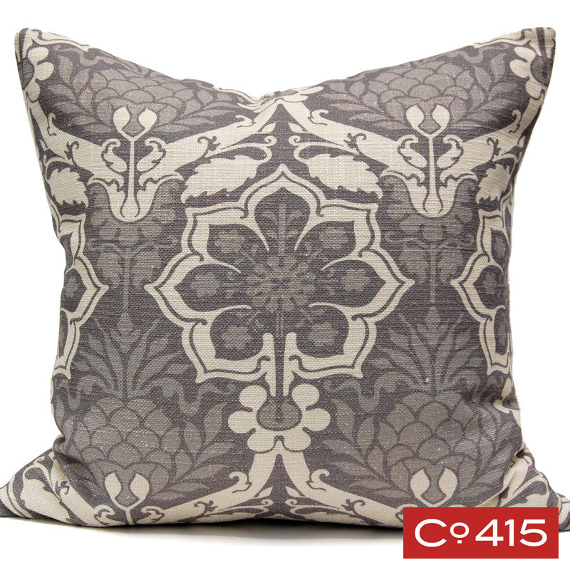 Pineapple Damask Pillow - Gray