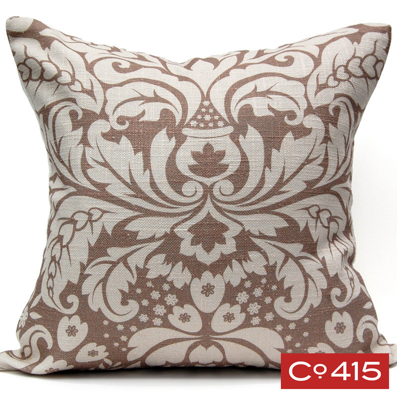 Large Damask Pillow - Chocolate