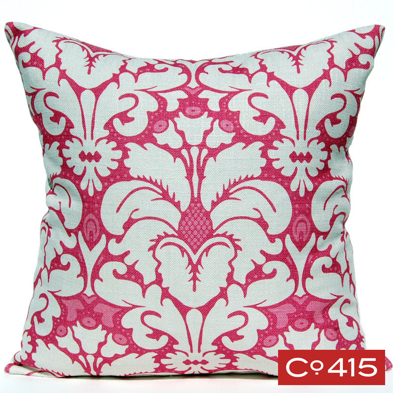 Plumes Damask Pillow - Pink