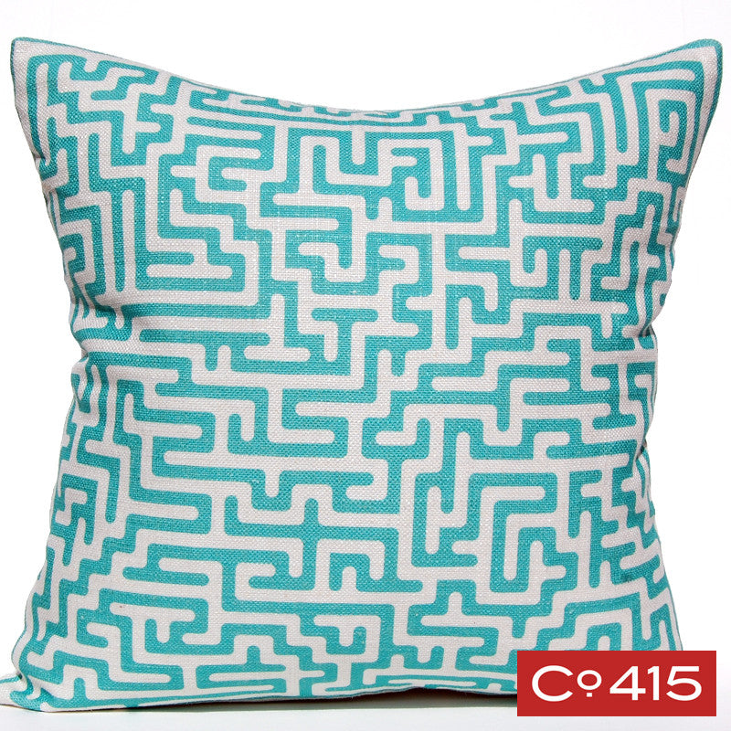 Maze Pillow - Aqua