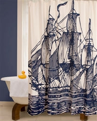 72" Ship Shower Curtain - Ink