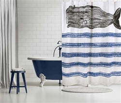 Whale Sketch Shower Curtain - Cobalt