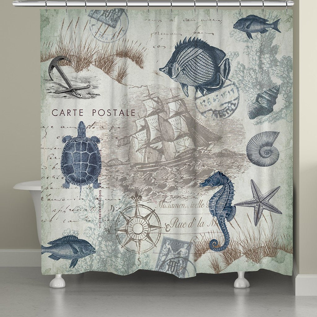 Seaside Postcard Shower Curtain