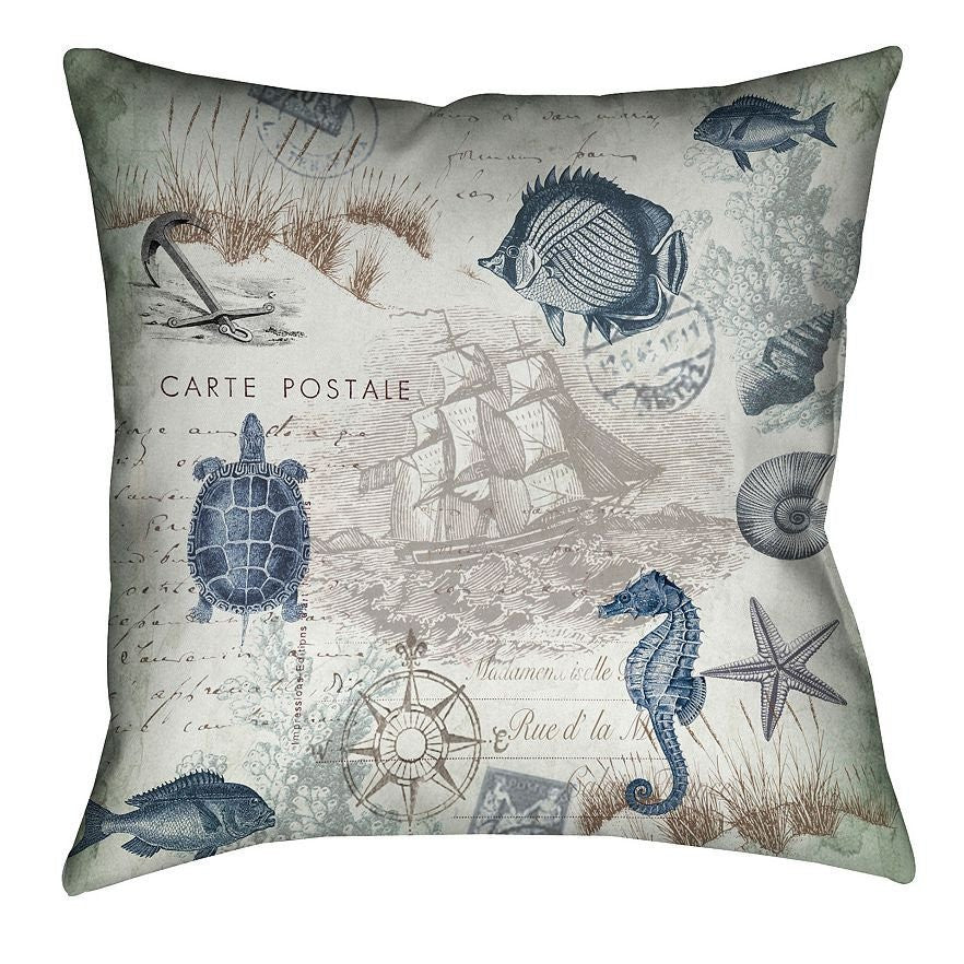 Seaside Postcard Indoor Decorative Pillow