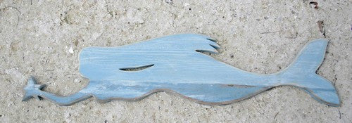 Swimming Wooden Mermaid Plaque- Blue