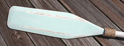 Wooden Distressed Paddle- White & Aqua- 5'5"