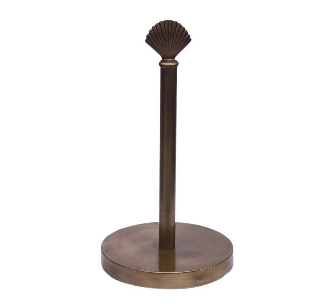 Antique Brass Sea Shell Extra Toilet Paper Stand 16"