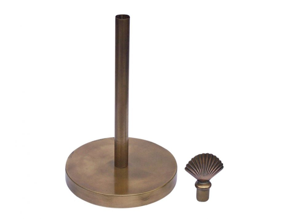 Antique Brass Sea Shell Extra Toilet Paper Stand 16"