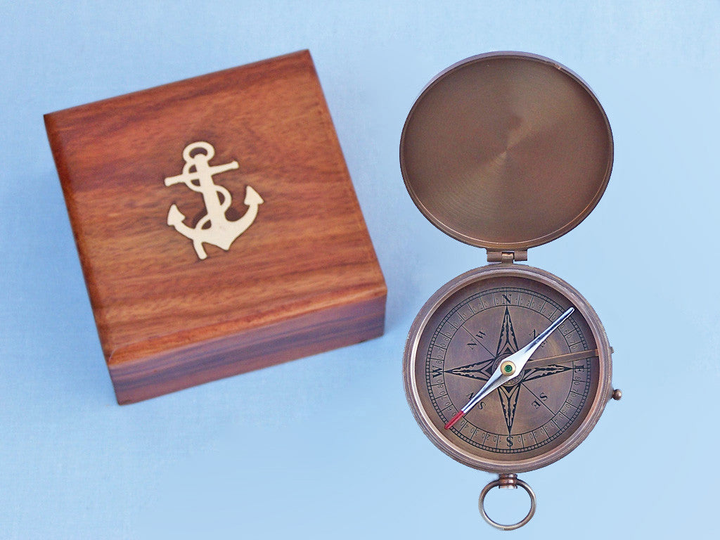 Antique Brass Gentlemen's Compass w/ Rosewood Box 4