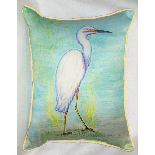 Betsy Drake Snowy Egret Pillow- Indoor/Outdoor