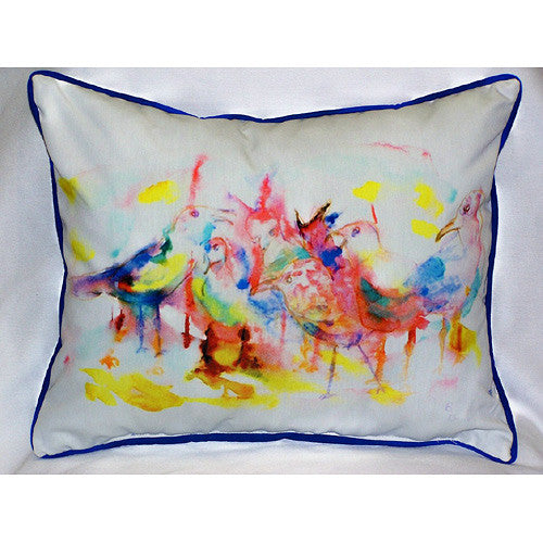 Betsy Drake Abstract Gulls Pillow- Indoor/Outdoor