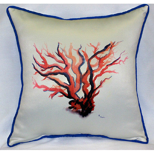 Betsy Drake Red Coral Pillow- Indoor/Outdoor