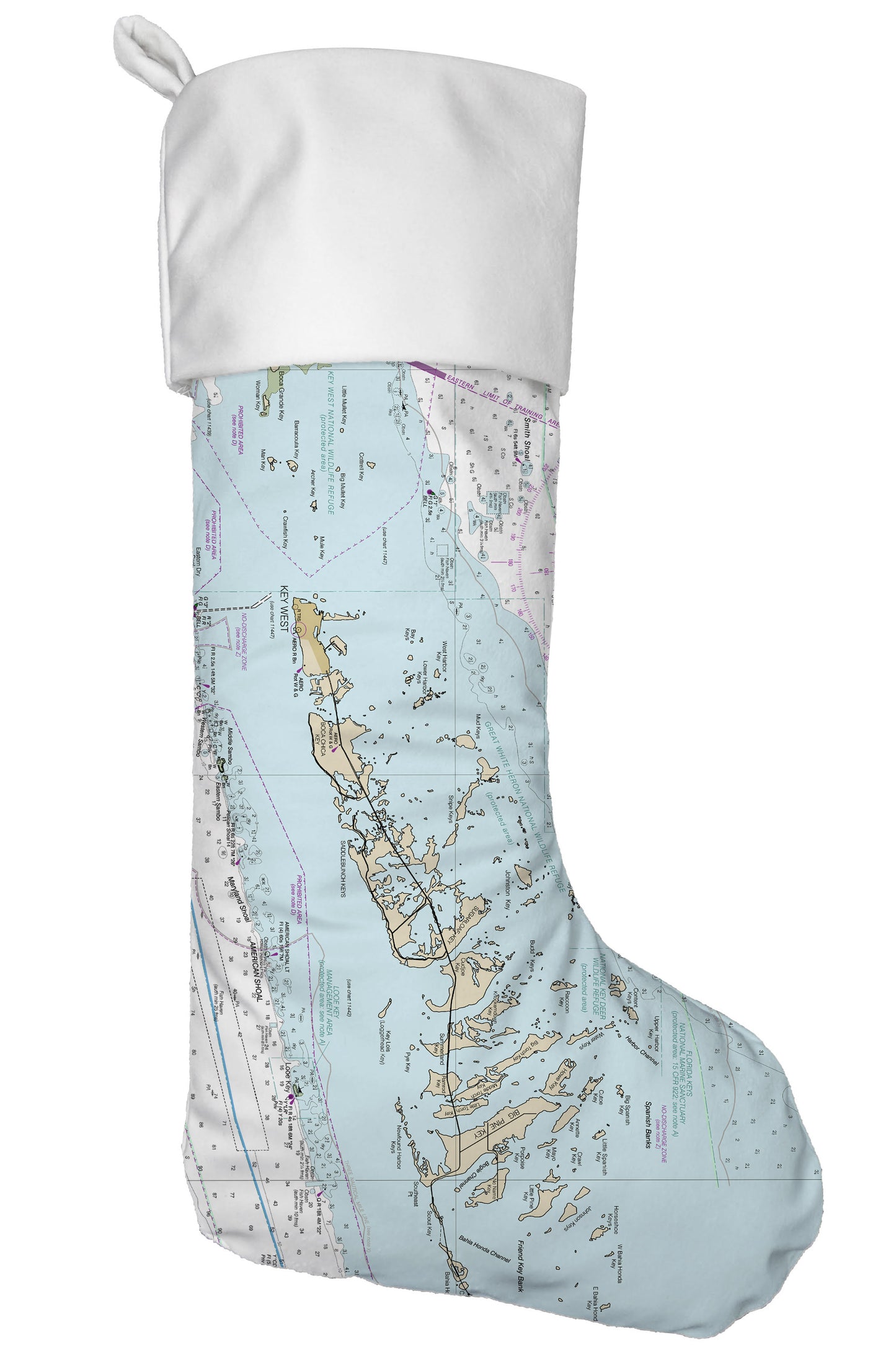 Lower Florida Keys Nautical Chart Christmas Stocking