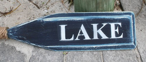 Paddle Wood w/Rope 4'7"L - White/Navy "LAKE"