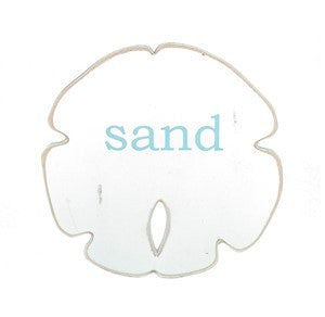 Sand Dollar - Small - White with "RELAX" in Aqua Letters