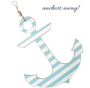 Anchor - White/Aqua Stripe with Rope Hanger
