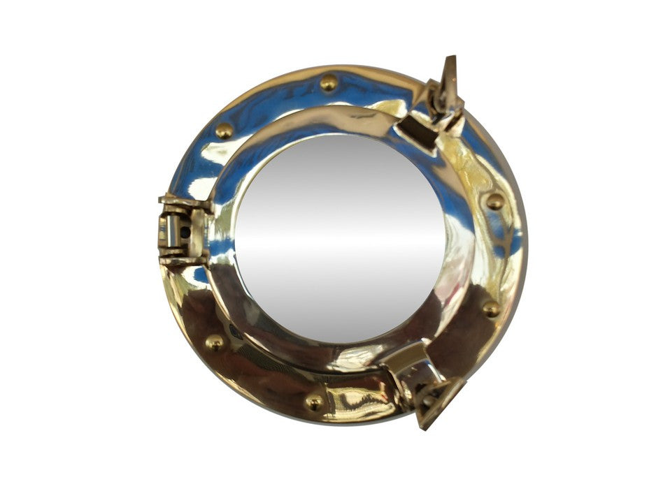 Brass Deluxe Class Porthole Mirror 8"