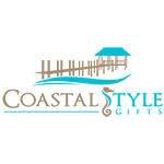Coastal Style Gifts shop logo with a pier, ocean wave and seahorse