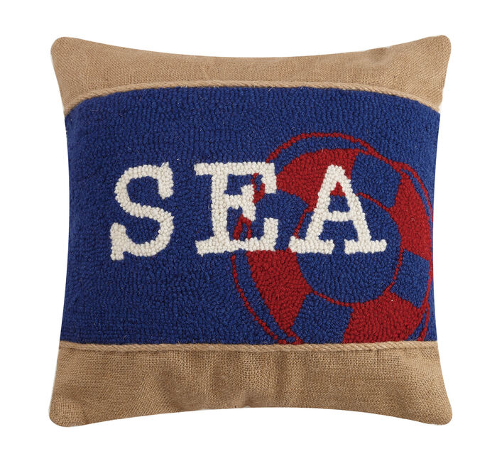 Sea Burlap Hook Pillow