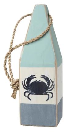 12" Buoy Aqua, White, Nantucket Blue with Crab