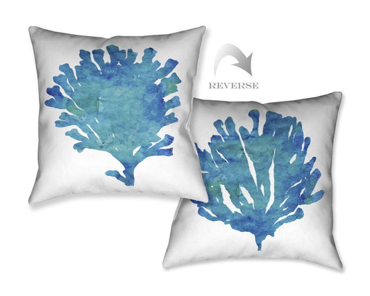 Aquamarine Coral Outdoor Decorative Pillow