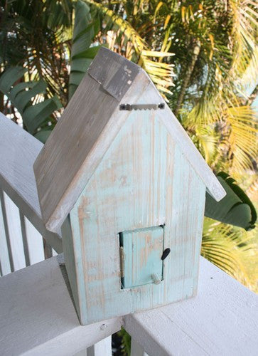 Beach Cottage Birdhouse- Aqua